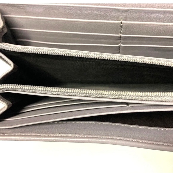 GUCCI VINTAGE HORSE BIT HEART CHARM GUCCISSIMA LEATHER LONG WALLET GRAY/LAVENDER - Picture 10 of 14